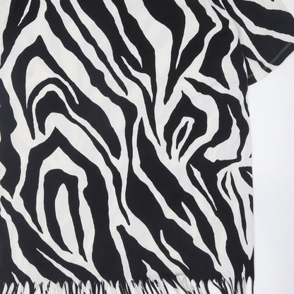 monkl Womens White Animal Print Cotton T-Shirt Dress  Size S  Crew Neck Pullover