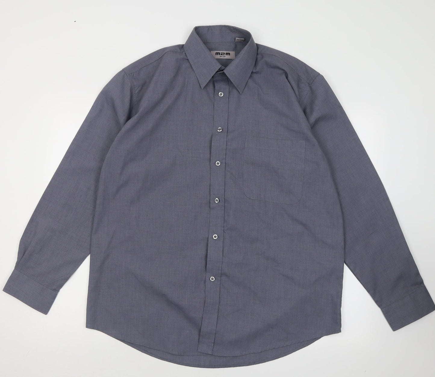 Mens UK Size L M2M Grey  Button-Up Long Sleeve Casual Shirt