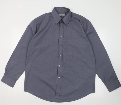 Mens UK Size L M2M Grey  Button-Up Long Sleeve Casual Shirt