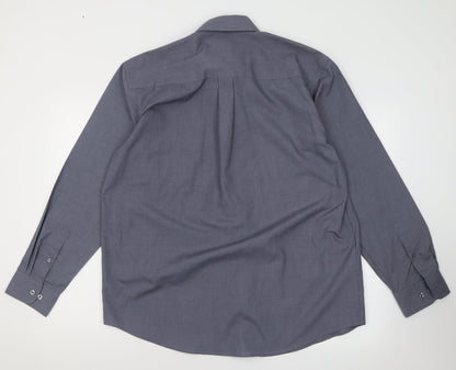 Mens UK Size L M2M Grey  Button-Up Long Sleeve Casual Shirt