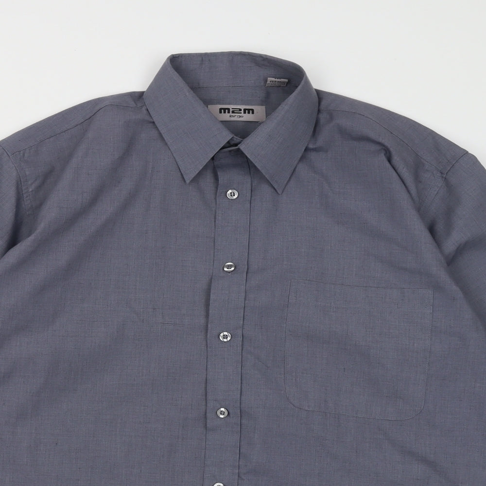 Mens UK Size L M2M Grey  Button-Up Long Sleeve Casual Shirt