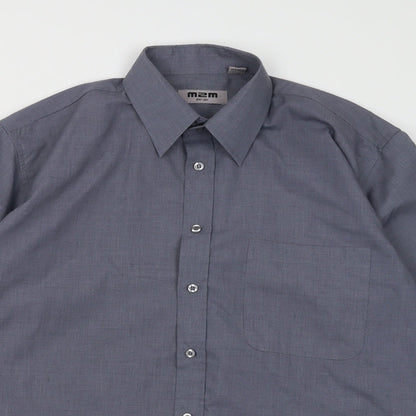 Mens UK Size L M2M Grey  Button-Up Long Sleeve Casual Shirt