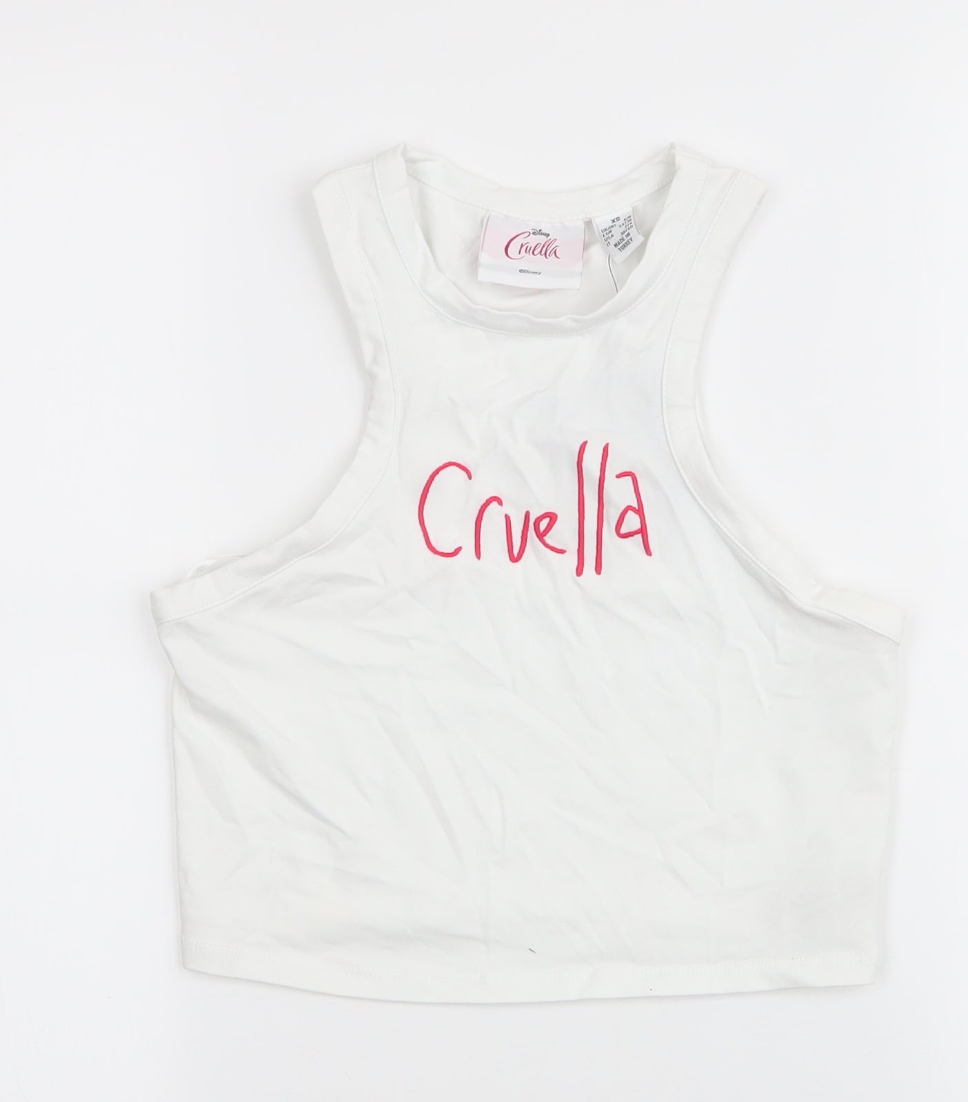 Womens UK Size XS Disney White Cropped Tank