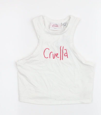 Womens UK Size XS Disney White Cropped Tank
