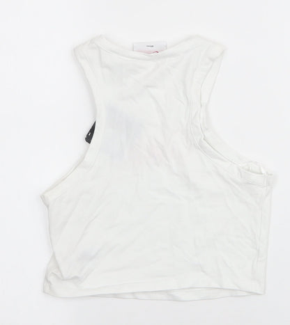 Womens UK Size XS Disney White Cropped Tank