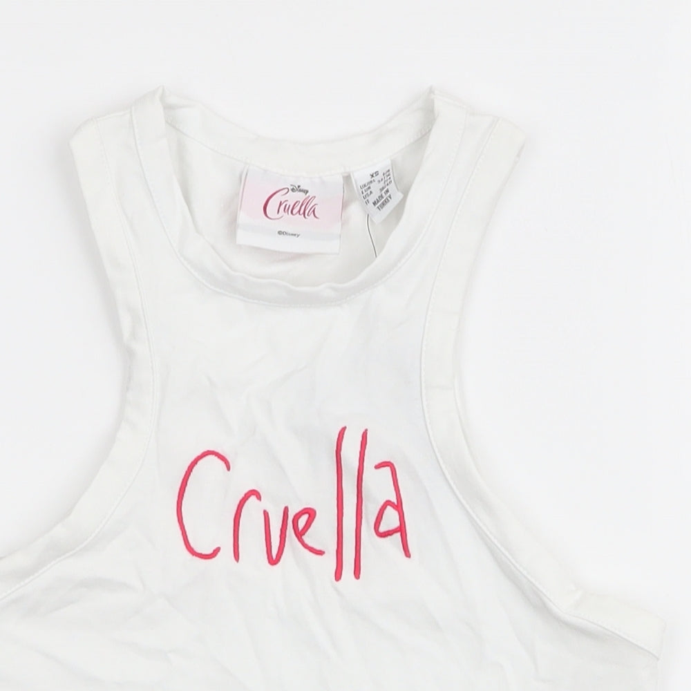 Womens UK Size XS Disney White Cropped Tank