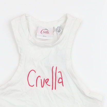 Womens UK Size XS Disney White Cropped Tank