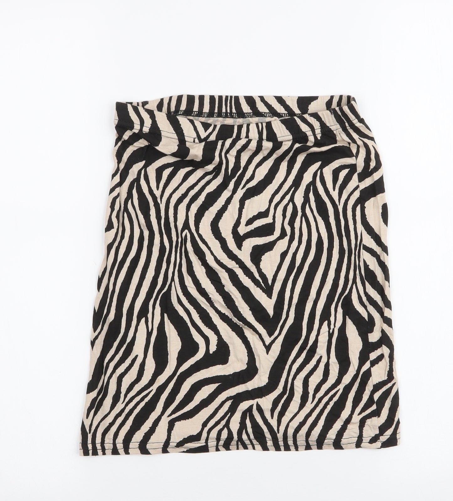 PRETTYLITTLETHING Womens Black Animal Print Viscose Mini Skirt Size 8