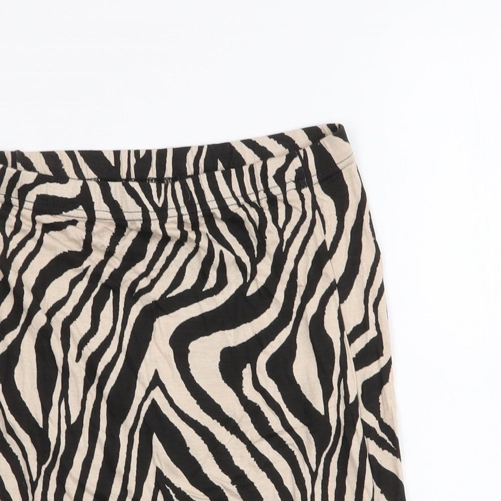PRETTYLITTLETHING Womens Black Animal Print Viscose Mini Skirt Size 8