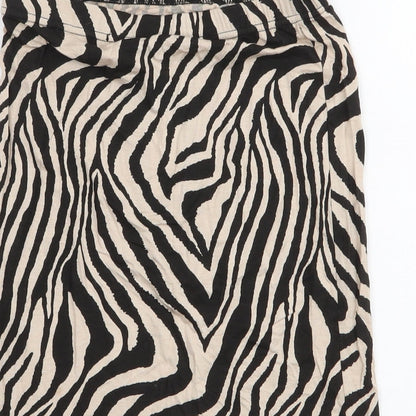PRETTYLITTLETHING Womens Black Animal Print Viscose Mini Skirt Size 8