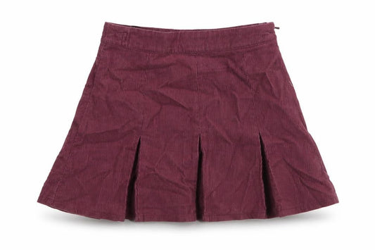 Front view of Next girls’ purple cotton a-line skirt, size 4, years regular zip