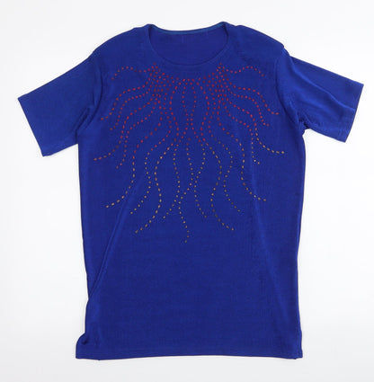Womens UK Size S Preworn Blue Basic T-Shirt