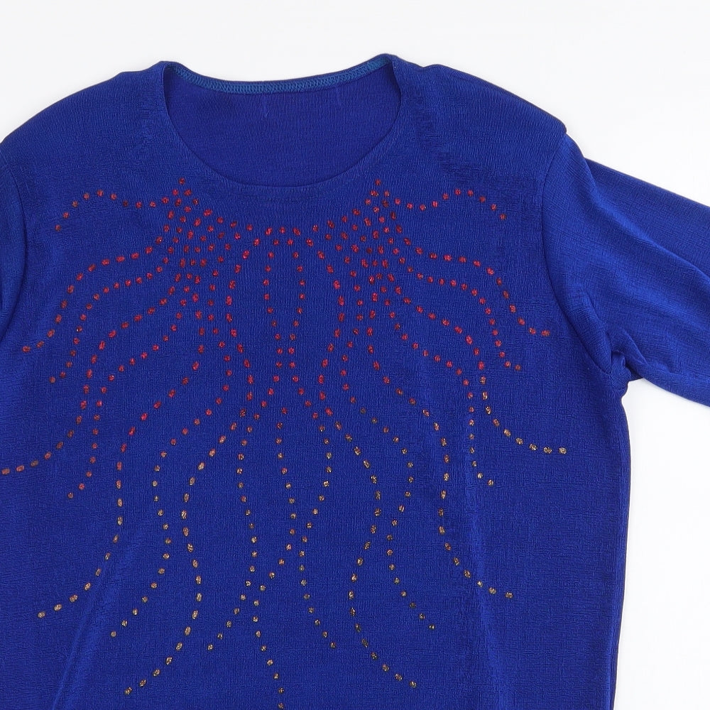 Womens UK Size S Preworn Blue Basic T-Shirt