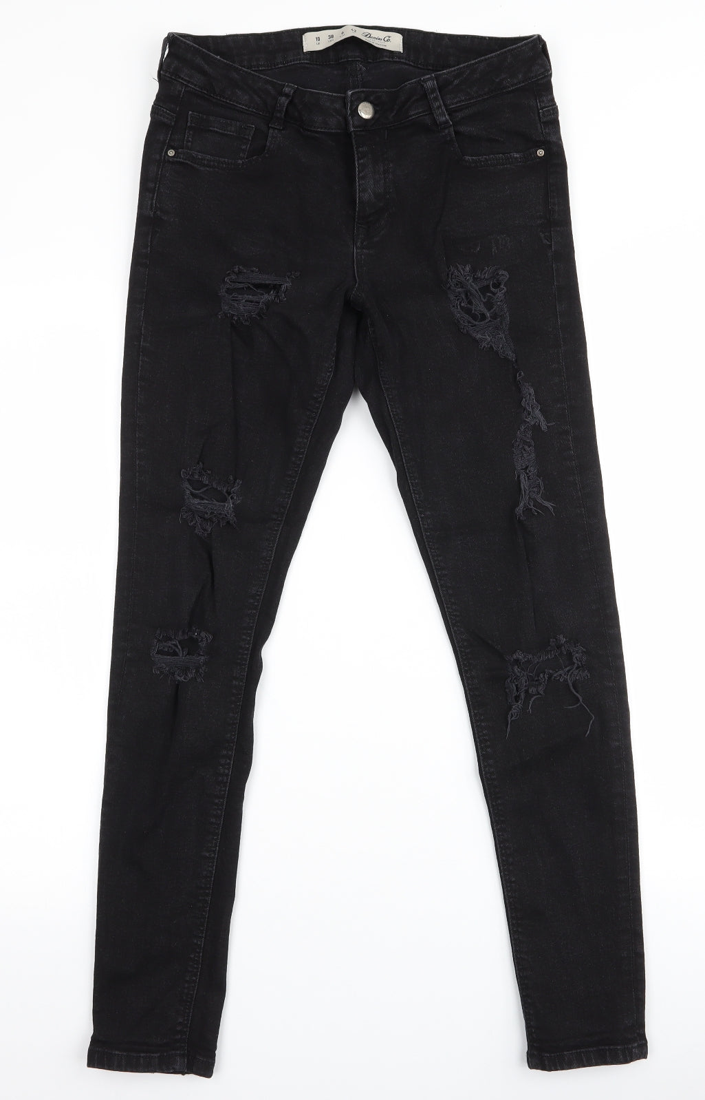 Denim & Co. Womens Black  Cotton Skinny Jeans Size 10 L29 in Slim Zip