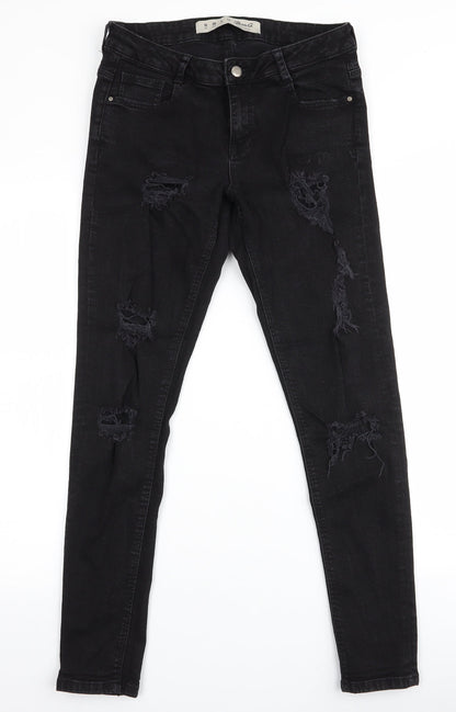 Denim & Co. Womens Black  Cotton Skinny Jeans Size 10 L29 in Slim Zip