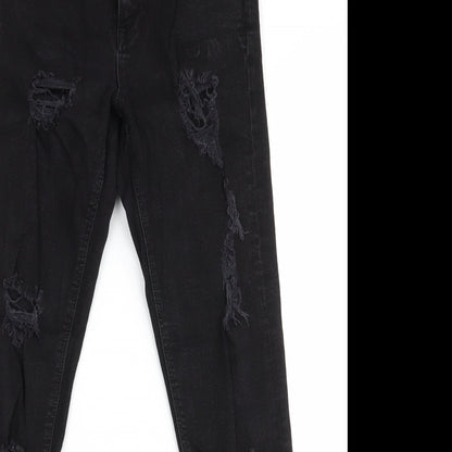 Denim & Co. Womens Black  Cotton Skinny Jeans Size 10 L29 in Slim Zip