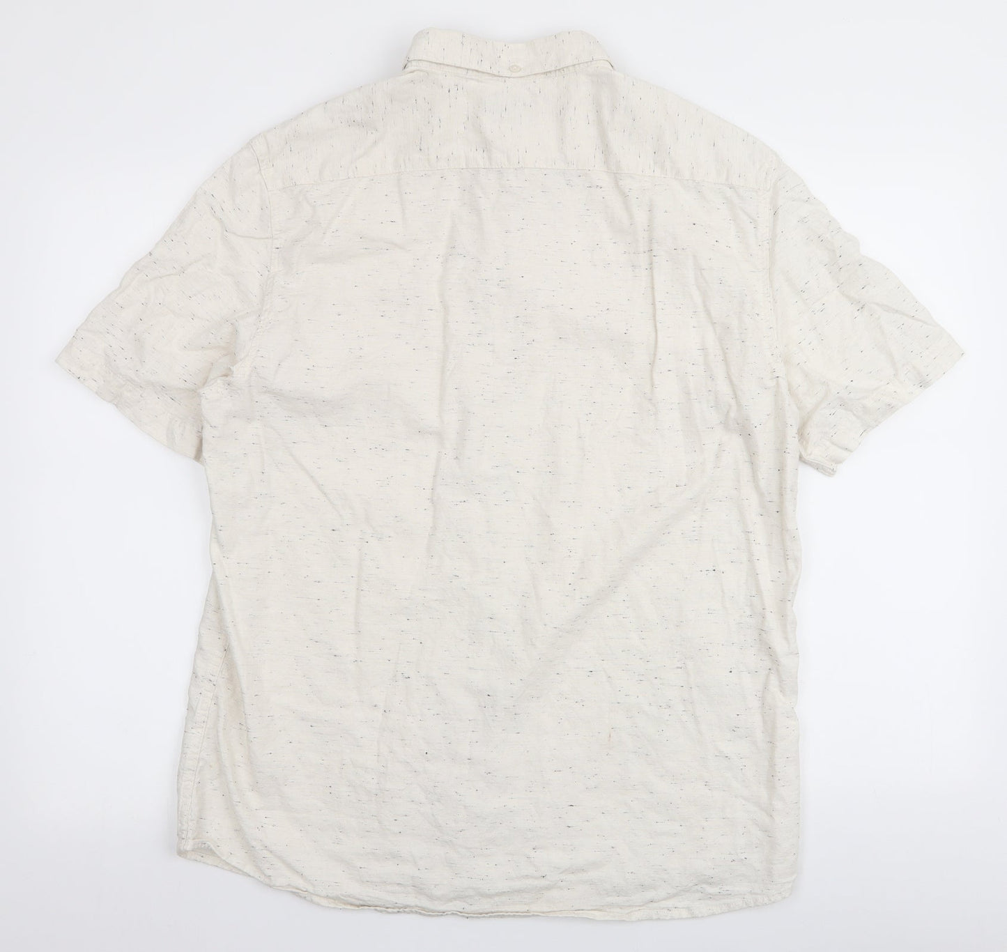 George Mens Ivory  Cotton  Button-Up Size L Collared Button