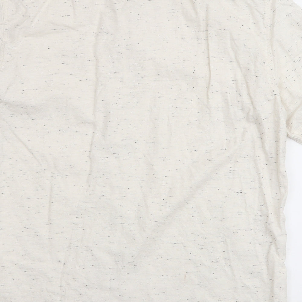 George Mens Ivory  Cotton  Button-Up Size L Collared Button