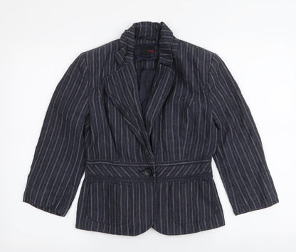 NEXT Womens Blue Striped  Jacket Blazer Size 10  Button