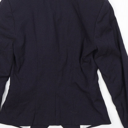 H&M Womens Blue Polka Dot Polyester Jacket Blazer Size 4