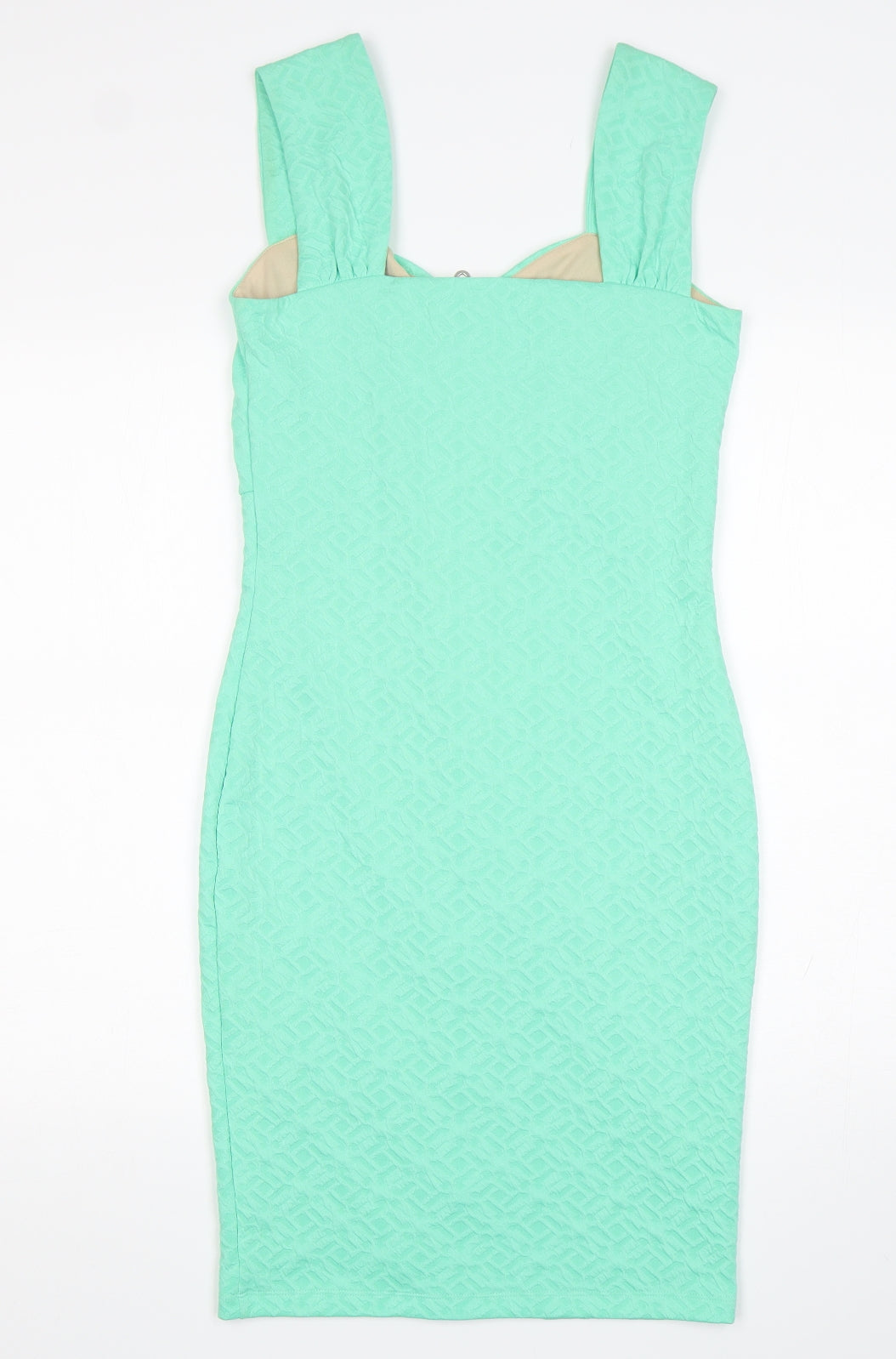 Ariana Womens Green  Viscose Pencil Dress  Size 10  Round Neck Zip