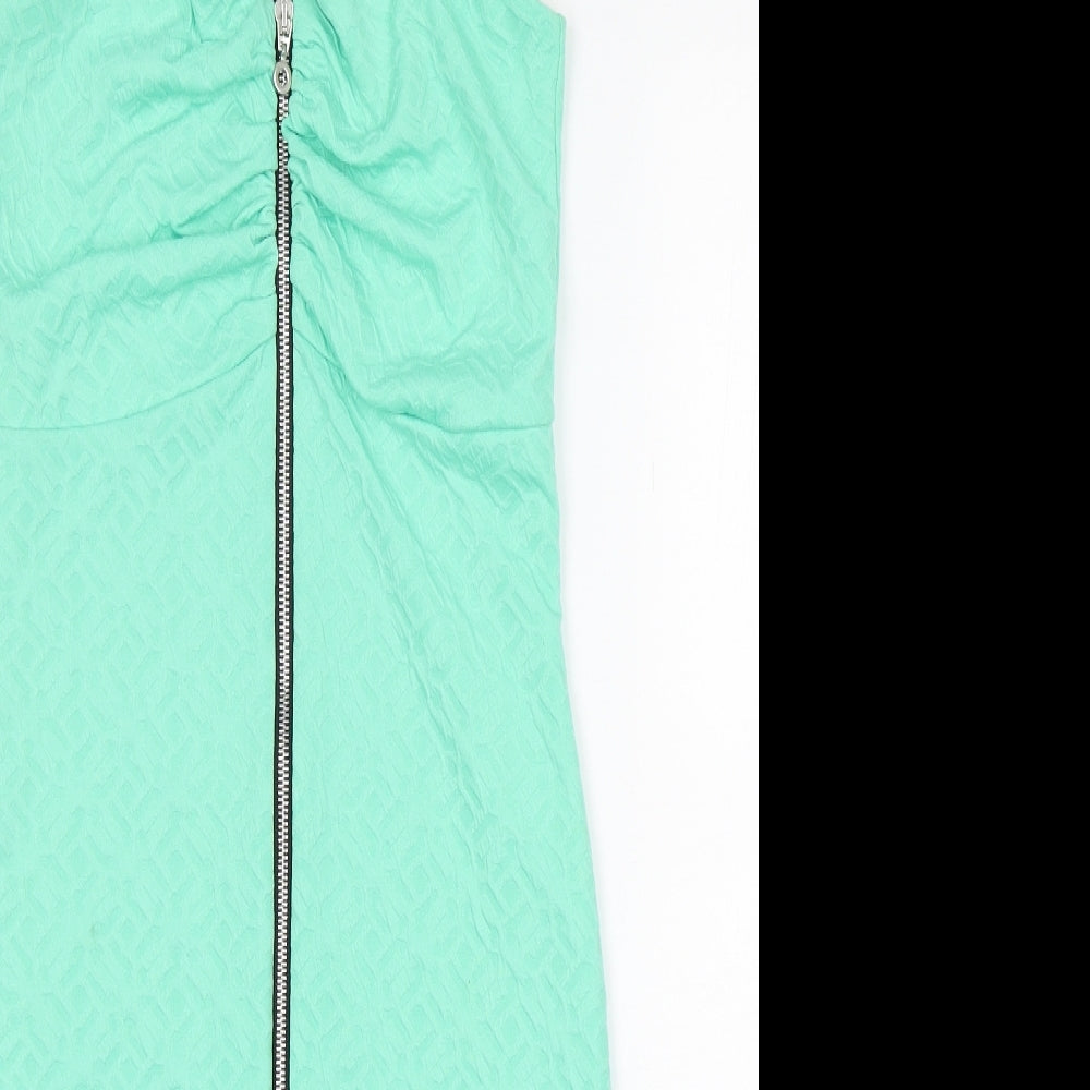 Ariana Womens Green  Viscose Pencil Dress  Size 10  Round Neck Zip