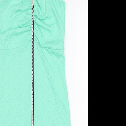 Ariana Womens Green  Viscose Pencil Dress  Size 10  Round Neck Zip