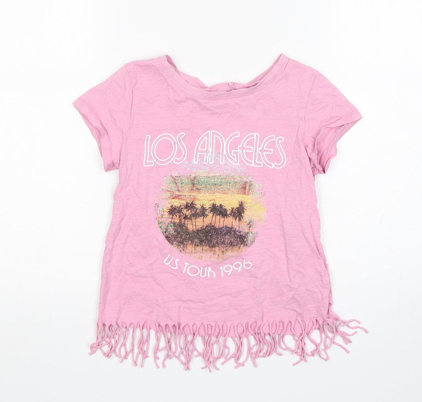 NEXT Girls Pink  Cotton Basic T-Shirt Size 9 Years Round Neck Pullover - Los Angeles