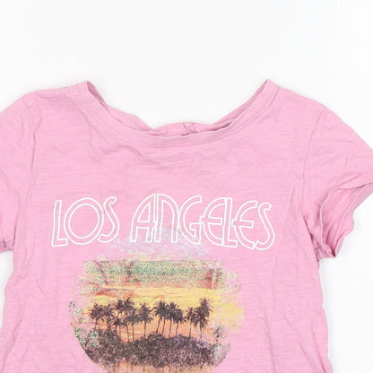 NEXT Girls Pink  Cotton Basic T-Shirt Size 9 Years Round Neck Pullover - Los Angeles