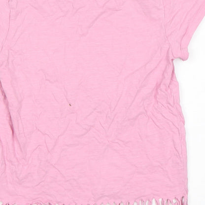NEXT Girls Pink  Cotton Basic T-Shirt Size 9 Years Round Neck Pullover - Los Angeles