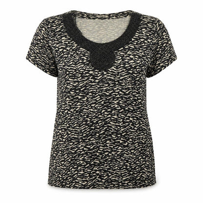 Front view of Planet women’s multicoloured animal print viscose basic t-shirt, size XL, round neck