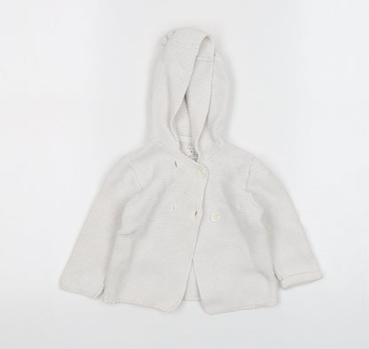 Primark Girls White  Cotton Cardigan Jumper Size 6-9 Months  Button