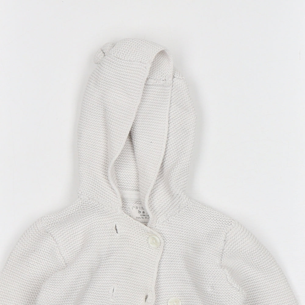 Primark Girls White  Cotton Cardigan Jumper Size 6-9 Months  Button