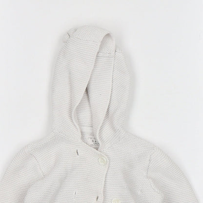 Primark Girls White  Cotton Cardigan Jumper Size 6-9 Months  Button