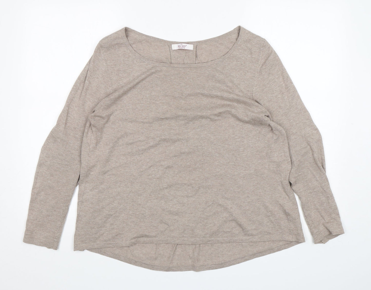 Milano  Womens Beige Round Neck  Polyester Pullover Jumper Size M