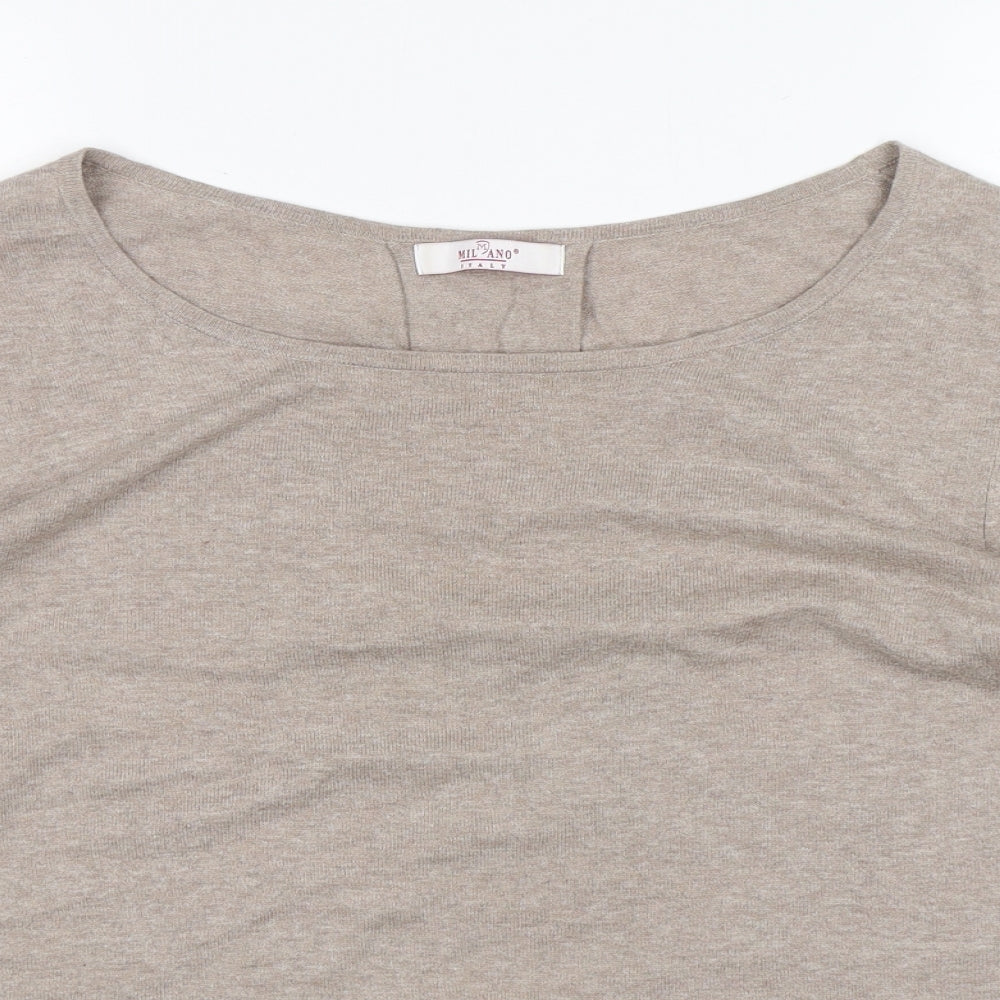 Milano  Womens Beige Round Neck  Polyester Pullover Jumper Size M
