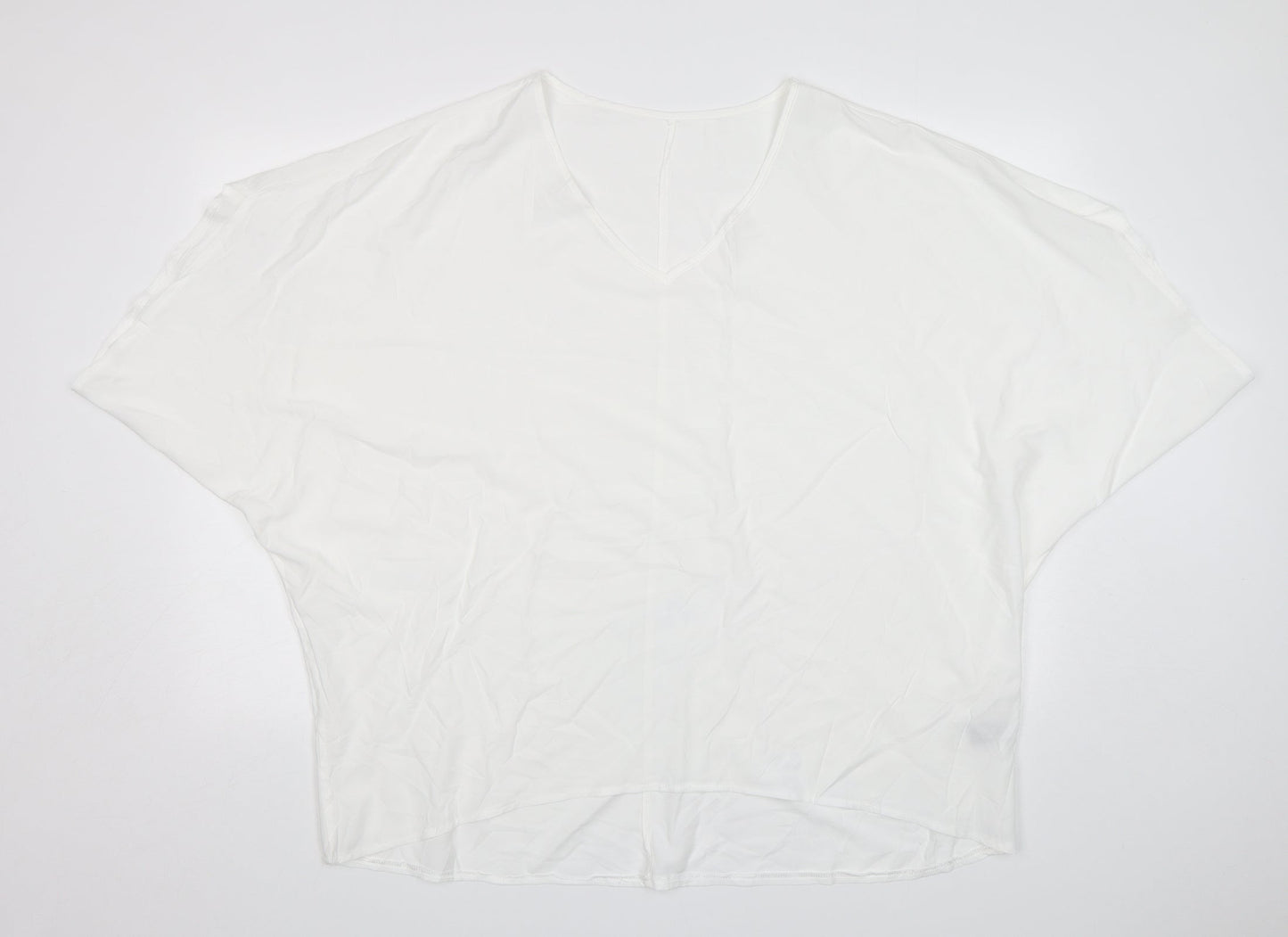 Shein  Womens White  Polyester Basic Blouse Size XL V-Neck