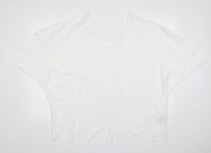 Shein  Womens White  Polyester Basic Blouse Size XL V-Neck