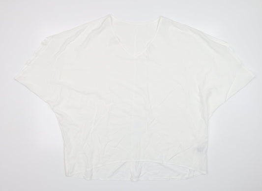 Shein  Womens White  Polyester Basic Blouse Size XL V-Neck