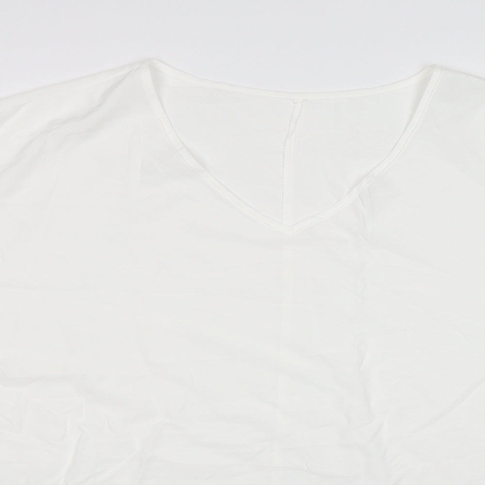 Shein  Womens White  Polyester Basic Blouse Size XL V-Neck
