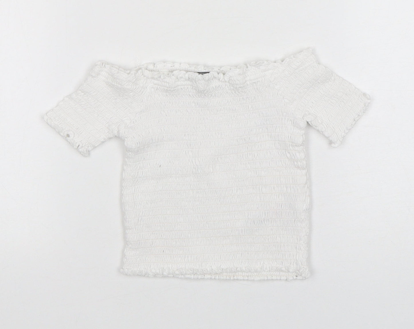 Primark Girls White  Cotton Basic T-Shirt Size 4-5 Years Boat Neck Pullover