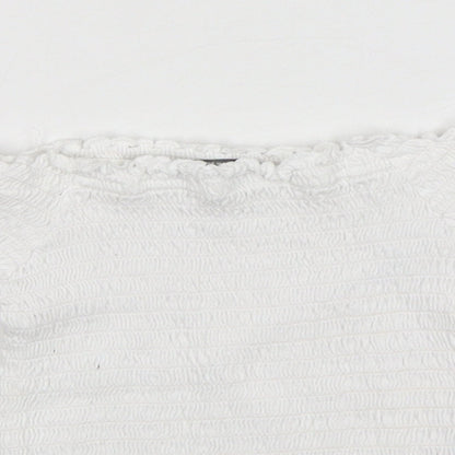 Primark Girls White  Cotton Basic T-Shirt Size 4-5 Years Boat Neck Pullover