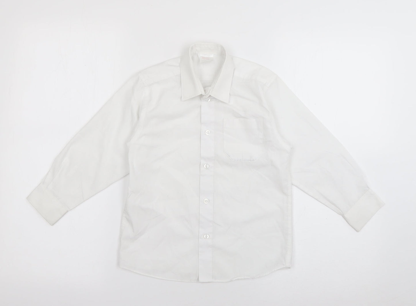 John Lewis Boys White  Polyester Basic Button-Up Size 5 Years Collared Button