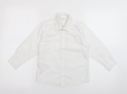 John Lewis Boys White  Polyester Basic Button-Up Size 5 Years Collared Button