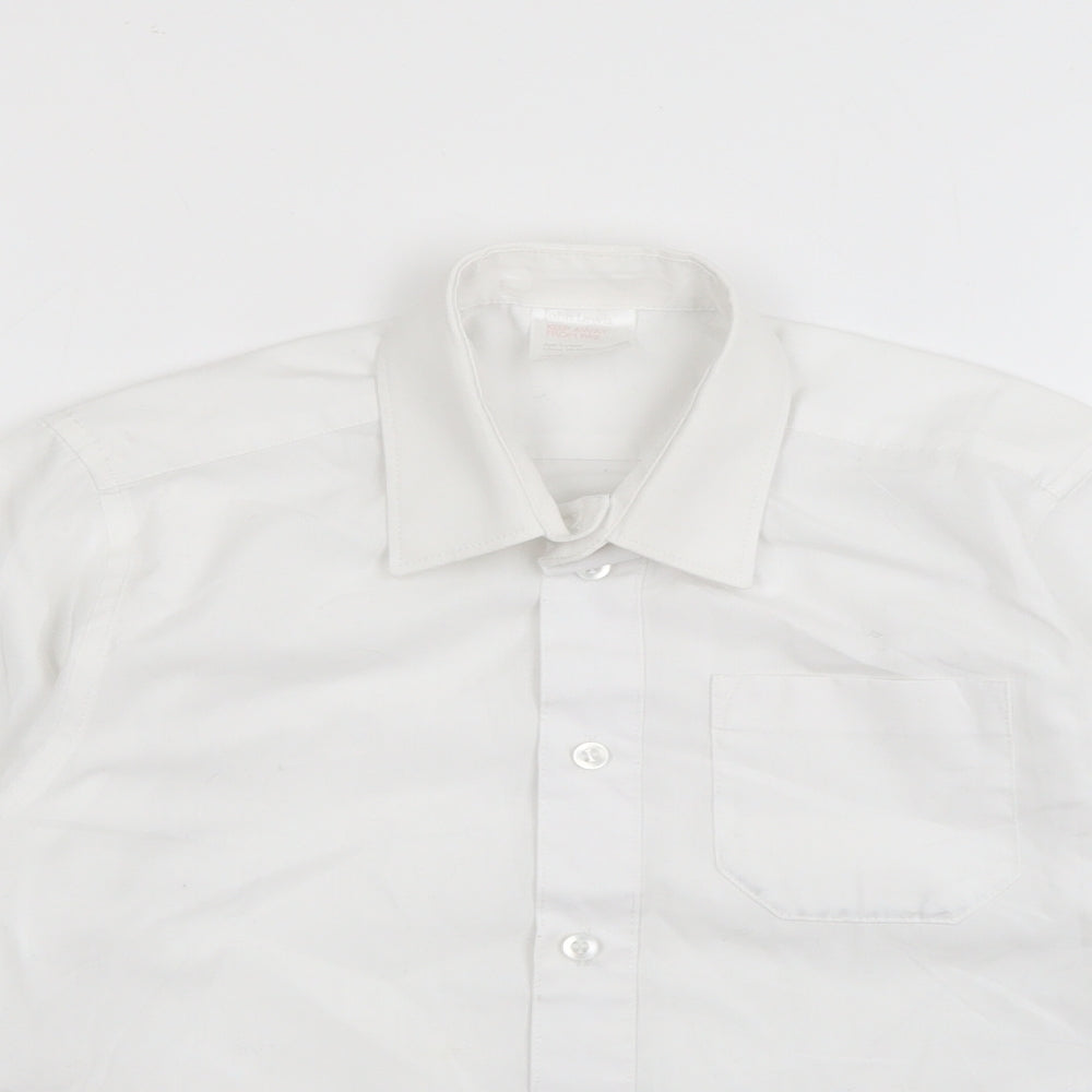 John Lewis Boys White  Polyester Basic Button-Up Size 5 Years Collared Button