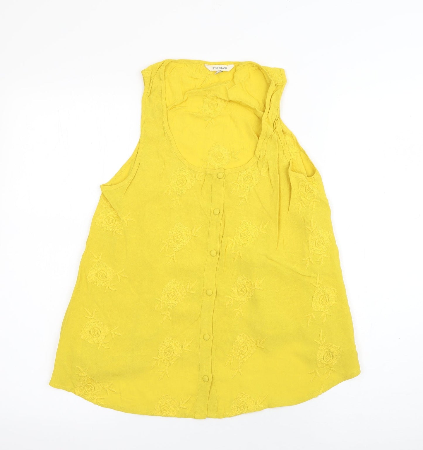 Womens UK Size 8 River Island Yellow Basic Tank