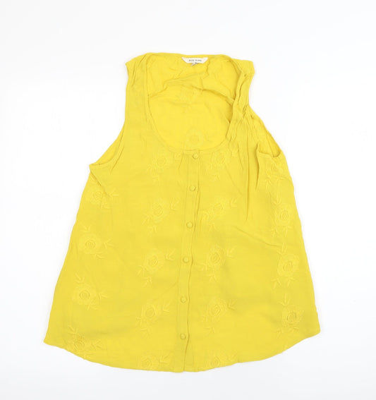 Womens UK Size 8 River Island Yellow Basic Tank