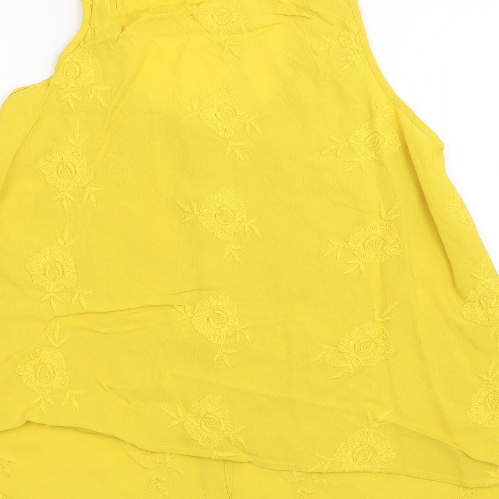 Womens UK Size 8 River Island Yellow Basic Tank