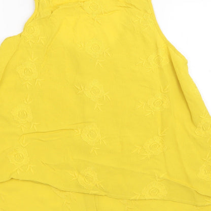 Womens UK Size 8 River Island Yellow Basic Tank