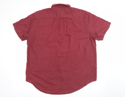 Mens UK Size L Gap Red  Button-Up Short Sleeve Casual Shirt
